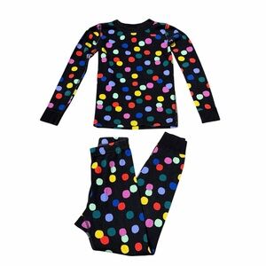 Hanna Andersson Youth Pajamas | Black with Multicolor Dots | Size 6-7